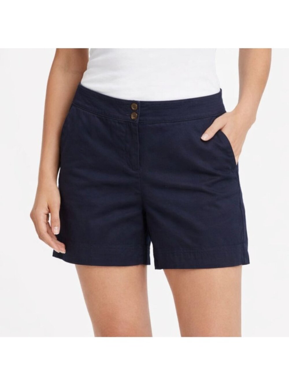 George ME by Mark Eisen Navy Shadow Cotton Spandex Shorts Size 12 Ladies